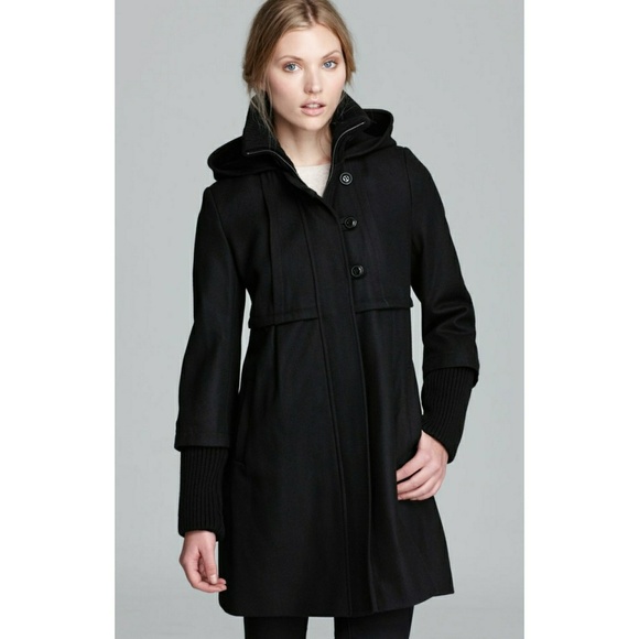 dkny black wool coat